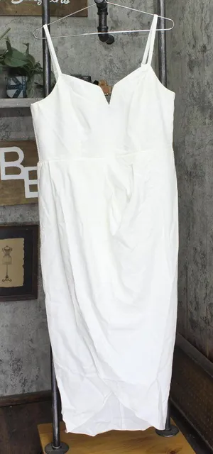 City Chic Womens Trendy Plus Size Sassy V Wrap Dress 6575644 White 14W thumbnail 1