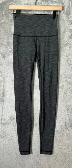 Lululemon Wunder‎ Under Leggings Luxtreme Size 4 Gray Silver Black 31’ Work Out thumbnail 1