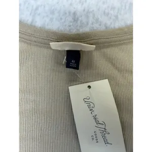 Universal Thread Womens 4X Ribbed Long Sleeve Scoop Neck Top Sourdough Beige NEW thumbnail 2