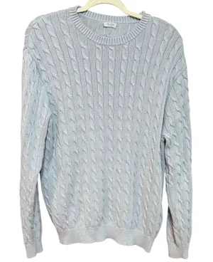 John Galt Brandy Melville Light Blue Cable Knit Crew Neck Sweater Womens thumbnail 1