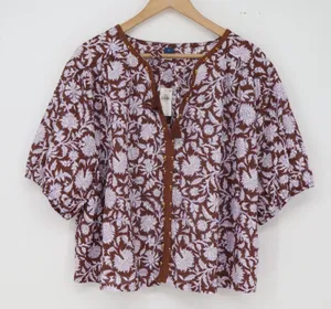 Old Navy Top Womens XL Floral Tassel Split Neck Brown Purple Boho New thumbnail 1