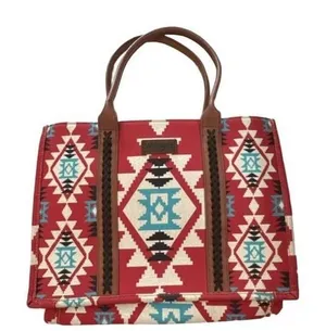 Wrangler Ladies Southwestern Large Red Laptop Shoulder Tote Bag thumbnail 1