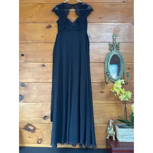 Lulus Momentous Moments Black Lace Backless Maxi Dress Beidesmaid Wedding Size S thumbnail 4