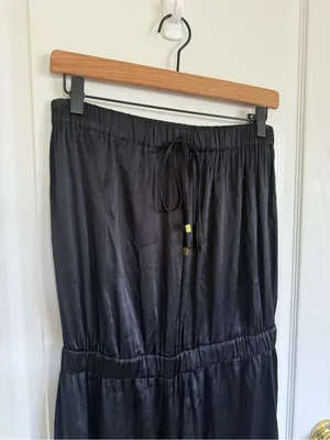 ALEXIS Strapless Silk Black Wide Leg Jumpsuit thumbnail 6