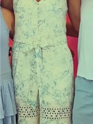 Alice + Olivia Shanti Blue & White Floral Toile Eyelet Wide Leg Jumpsuit XS 0/2 thumbnail 10