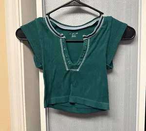 Out From Under Go For Gold Seamless Teal Ribbed Crop Top XS/S thumbnail 1