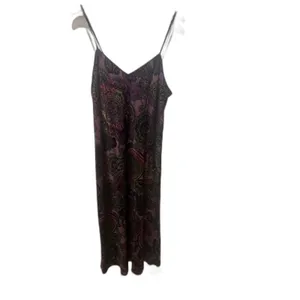 Natori Slip Dress Chemise Spaghetti Straps Purple Paisley Multicolor Midi Size L thumbnail 8