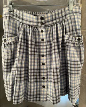 Urban Outfitters Light Blue Plaid Mini Skirt with Pockets thumbnail 1