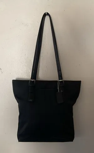 Vintage Coach F3K-9321 Black Twill Leather Trim Tote Shoulder Bag Y2K thumbnail 1