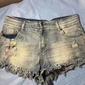 Source Unknown Light Blue Frayed Jean Shorts thumbnail 13