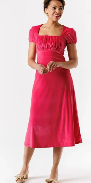 Smith&Quinn Pink Raspberry Velvet Felicity Midi Dress Sz.M thumbnail 1