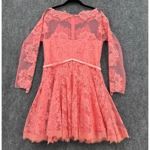 Forever Unique Lace Sequence Dress Coral Pink Size 12 Fit & Flare Formal Party thumbnail 2