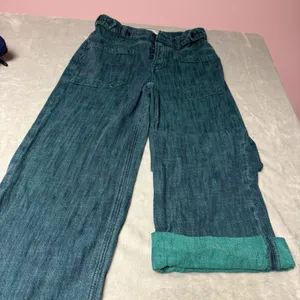 Free People We The Free Palmer Yarn Dyed Cuffed Jeans Lagoon Blue 25 thumbnail 1