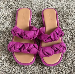 Universal Thread Magenta Braided Double-Strap Slide Sandals thumbnail 1