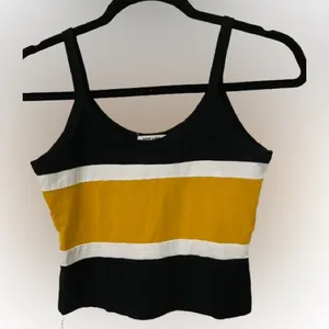 Heart + Hips Black and Yellow Striped Women's Crop Tank Size M thumbnail 1