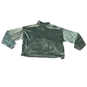 yogalicious‎ Velvet Sweatshirt Large 1/2 Zip Cropped Oversized Boxy thumbnail 2