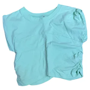 Free People Hot Shot Crossover Mint Green Ruched Short Sleeve Top thumbnail 3