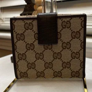 Gucci Tan Monogram Wallet with Bamboo Detail thumbnail 2