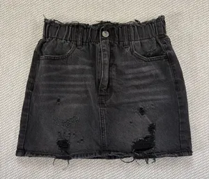 Vervet Black Distressed Ripped Grunge Denim Cotton Mini Jean Skirt Sz Xs thumbnail 1