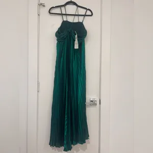 NEW Anthropologie Reiss Roya Women's Halter Neck Pleat Midi Dress Emerald Green thumbnail 3