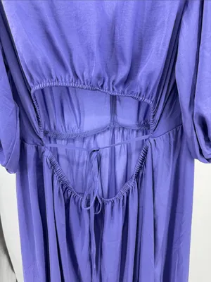 GAP open back blouson Midi Dress in Violet L silky wedding guest event party thumbnail 6
