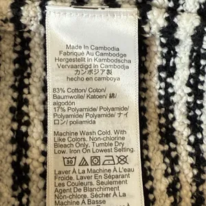 J.Crew Factory‎ Striped Mockneck Pullover Sweater Ivory Black Medium Preppy Twee thumbnail 6