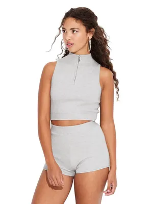 NWT Wild Fable Womens Mock Turtle Neck Zip Sweater Tank 91030442 Heather Gray XS thumbnail 2