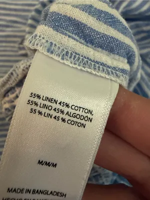 Beachlunchlounge Linen Blend Blue White Striped Wide Leg Pants M thumbnail 4