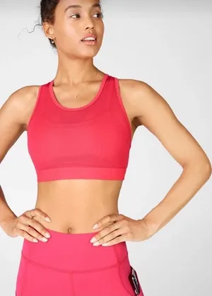 Fabletics Faye Red Strappy High Impact Sports Bra thumbnail 1