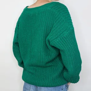 Vintage 80s Green Chunky Knit Cardigan Sweater thumbnail 3
