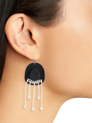 Cowboy Hat Crystal Rhinestone Dangle Earrings  thumbnail 2