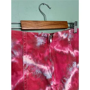 Free People Modern Femme Denim Mini Skirt Flamingo Flame Size 2 Small Tie Dye thumbnail 6