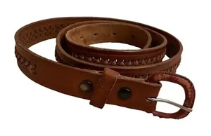 Brown Leather Weaved Western Bohemian Buckle One Size thumbnail 1