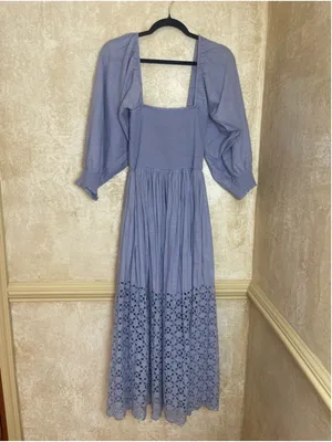 Free People Perfect Storm Smocked Eyelet Maxi Dress Lavender Purple Size S thumbnail 5