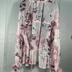 American Rag Long Sleeve Pink Floral Sheer Top Size XL EUC thumbnail 5