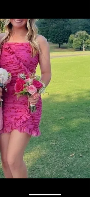 Target Pink floral strapless dress thumbnail 2
