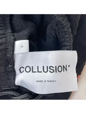COLLUSION Unisex Lounge cotton set pants & sweat shirt hoodie black with graphic thumbnail 12