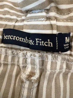 Abercrombie & Fitch Striped Button Front Mini Skirt Tan White M thumbnail 3