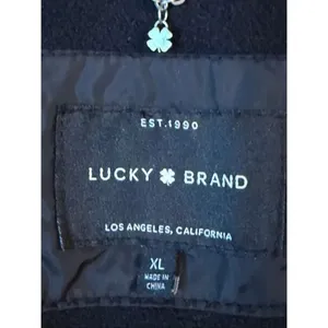 Lucky Brand Jacket Size XL Black Diamond Quilted Insulated Coat Zip Snap Front(6 thumbnail 6