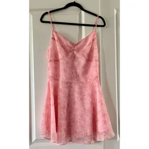 Urban Outfitters Fit-And-Flare Chiffon Mini Dress Pink Roses Medium Coquette NEW thumbnail 5