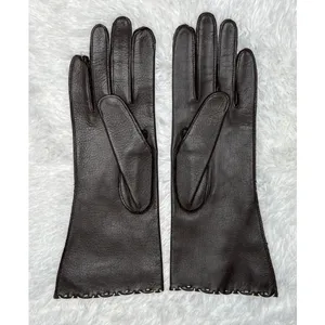 1970s Brown Deerskin Leather Gloves Contrast Whipstitch Size 7 thumbnail 5