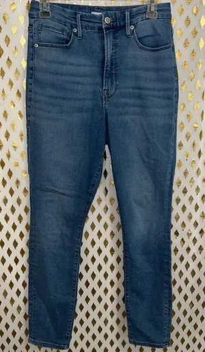 Good American jeans skinny stretchy light wash denim Khloe Kardashian size 10 thumbnail 1