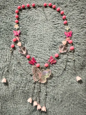 Pink Butterfly Necklace thumbnail 2