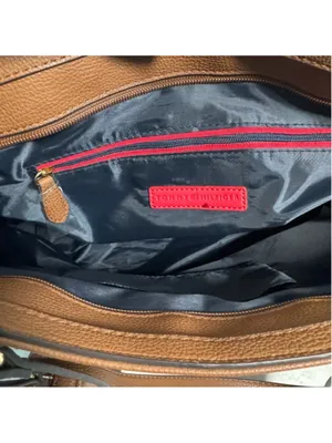 Women's Tommy Hilfiger Brown Tote Bag Large Red White Blue Logo Shopper Purse thumbnail 9