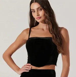 ASTR Black Velvet Bustier Corset Gothic Dark‎ Romantic Wuthering Heights NWT thumbnail 1