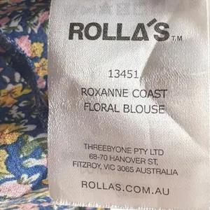 Rollas Roxanne Coast Floral Blouse Blue Multi Square Neck Blouson Sleeve Top S thumbnail 4