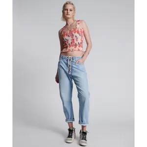 nwt 28 / 6 Womens One Teaspoon Relaxed Fit Laced Bandit Jeans Lace Up Best Blue thumbnail 4