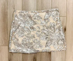 NWOT Altar’d State Arula xquisite silver sequin mini skirt festival preppy thumbnail 8
