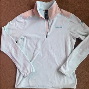 Merrell micro fleece quarter zip mint and tan thumbnail 1