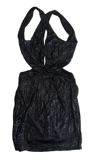 Windsor Black Sequin Twist Halter Mini Dress thumbnail 1